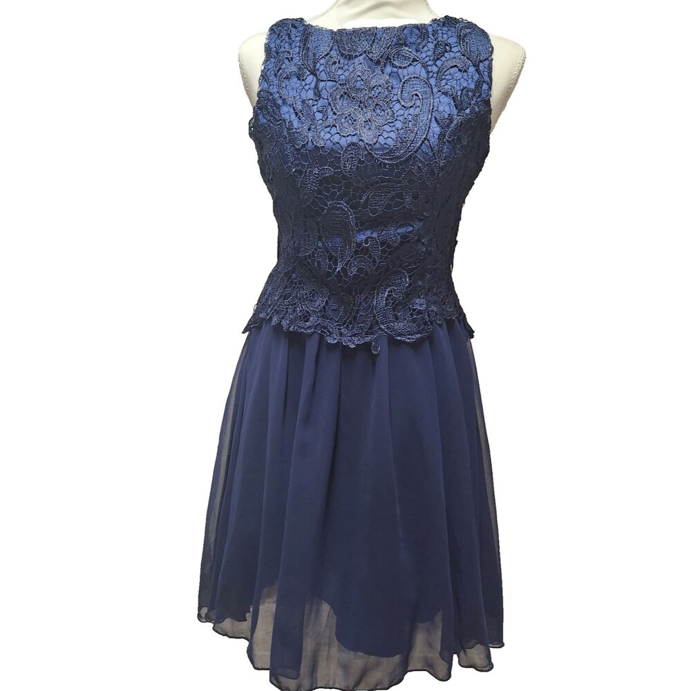 London Ella Dress Company Women Blue/Navy Lace Cocktail Wedding Formal Dress 4
